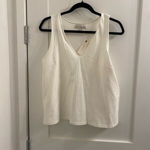 White V neck Tank